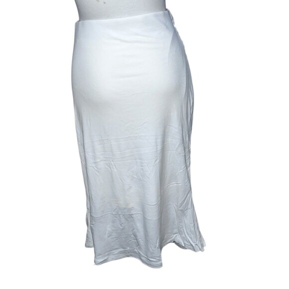 OGL Ruched Front Soft Midi Skirt Sz Medium Womens White Casual - Picture 9 of 9